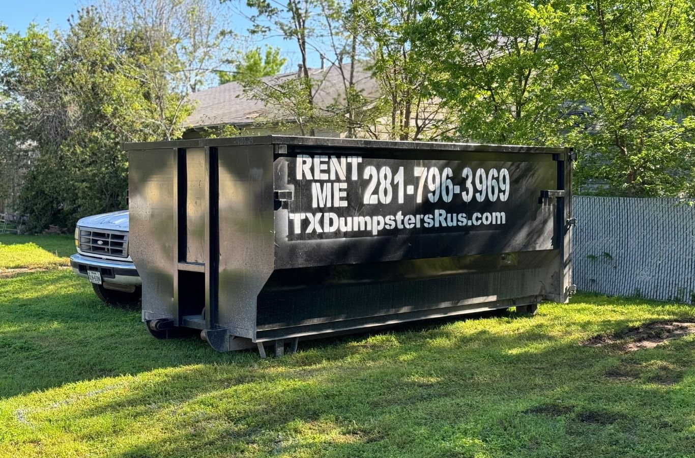 TX Dumpsters R Us team showcasing the benefits of their commercial dumpster rental service in Lancaster, TX.